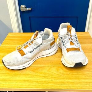 On Running Cloudnova Women Cloud Shoes White Pearl Tan 9.5